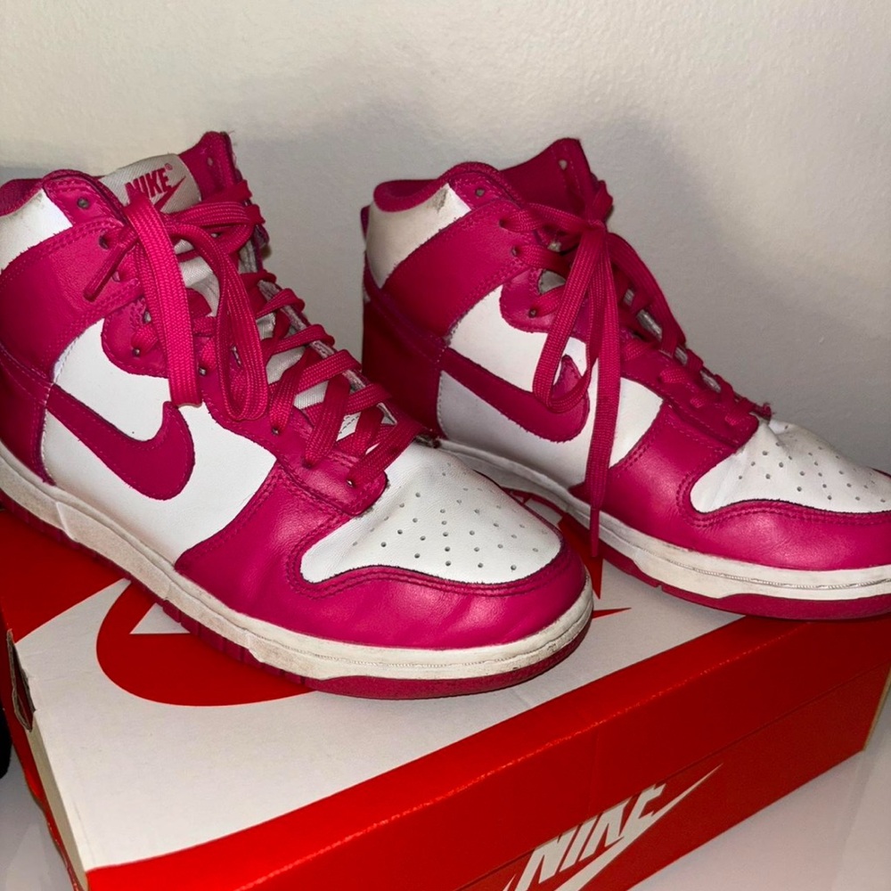 Nike Pink and White High-Top dunks